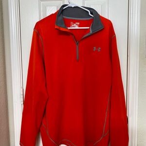 Under Armour Cold Gear Sweater Mens XL Loose Long Sleeve 1/4 Zip Orange Pullover